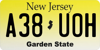 NJ license plate A38UOH