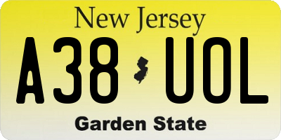 NJ license plate A38UOL