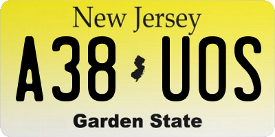 NJ license plate A38UOS