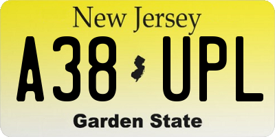NJ license plate A38UPL