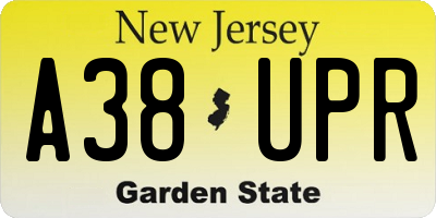 NJ license plate A38UPR