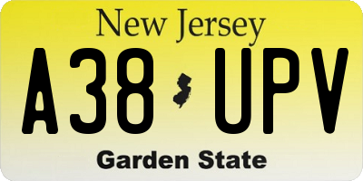 NJ license plate A38UPV
