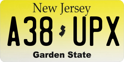 NJ license plate A38UPX