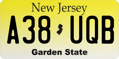 NJ license plate A38UQB
