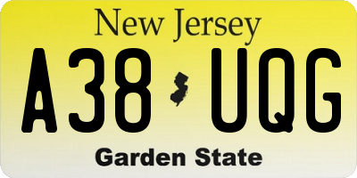 NJ license plate A38UQG