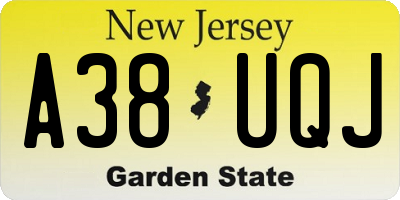 NJ license plate A38UQJ