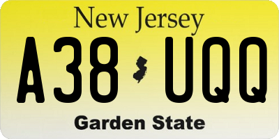 NJ license plate A38UQQ