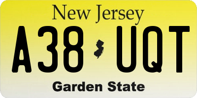 NJ license plate A38UQT