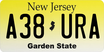NJ license plate A38URA