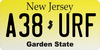 NJ license plate A38URF
