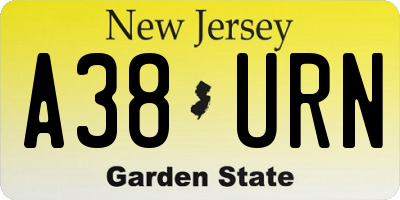 NJ license plate A38URN