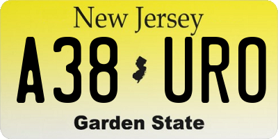 NJ license plate A38URO
