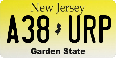 NJ license plate A38URP