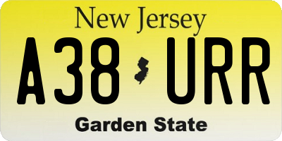 NJ license plate A38URR