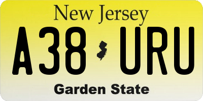 NJ license plate A38URU