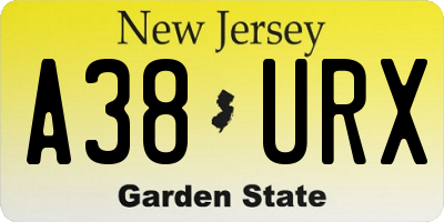 NJ license plate A38URX