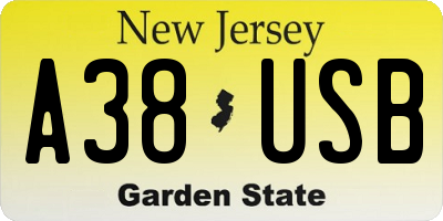 NJ license plate A38USB
