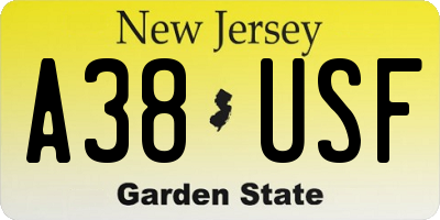 NJ license plate A38USF