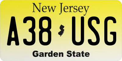 NJ license plate A38USG