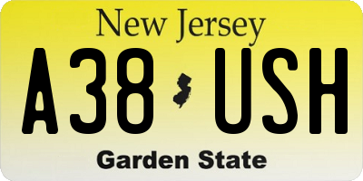 NJ license plate A38USH