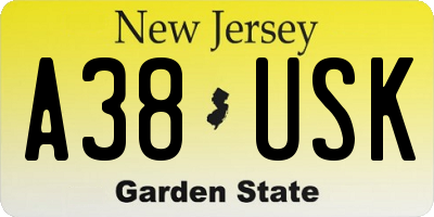 NJ license plate A38USK