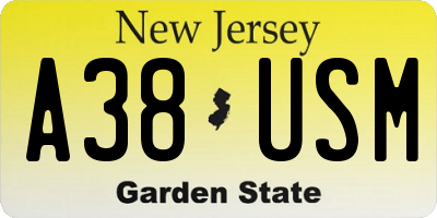 NJ license plate A38USM