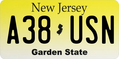 NJ license plate A38USN