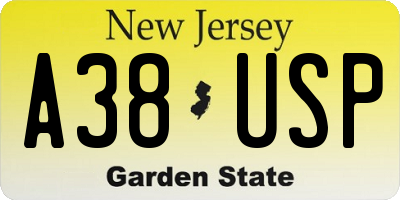 NJ license plate A38USP