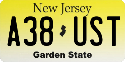 NJ license plate A38UST