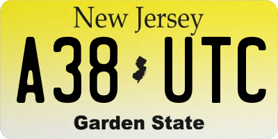 NJ license plate A38UTC