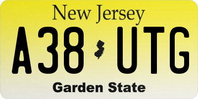 NJ license plate A38UTG