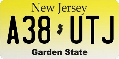 NJ license plate A38UTJ