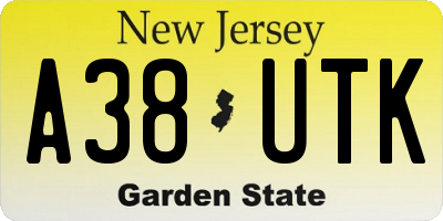 NJ license plate A38UTK