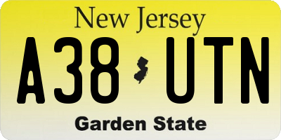NJ license plate A38UTN