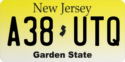 NJ license plate A38UTQ