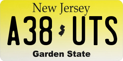 NJ license plate A38UTS
