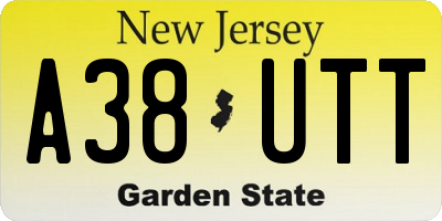 NJ license plate A38UTT