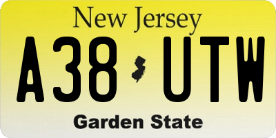 NJ license plate A38UTW