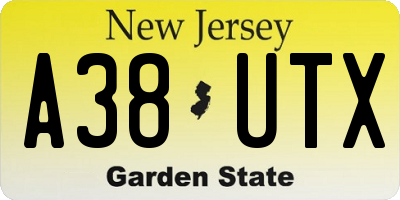 NJ license plate A38UTX