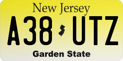 NJ license plate A38UTZ
