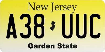 NJ license plate A38UUC