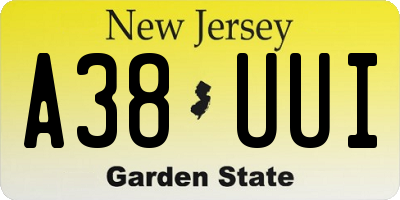 NJ license plate A38UUI