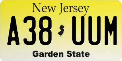 NJ license plate A38UUM