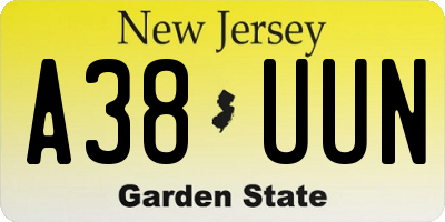 NJ license plate A38UUN
