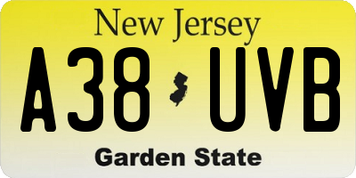 NJ license plate A38UVB