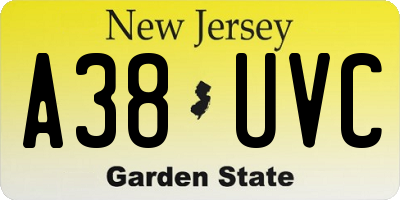 NJ license plate A38UVC