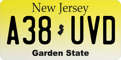 NJ license plate A38UVD