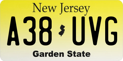 NJ license plate A38UVG