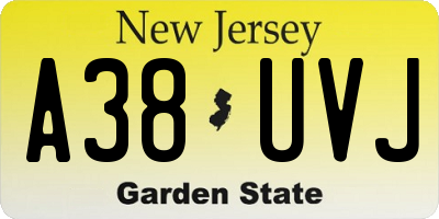 NJ license plate A38UVJ