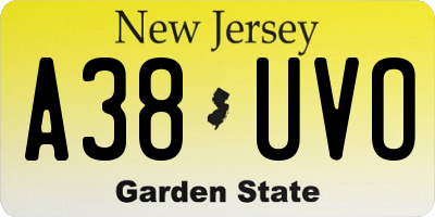 NJ license plate A38UVO